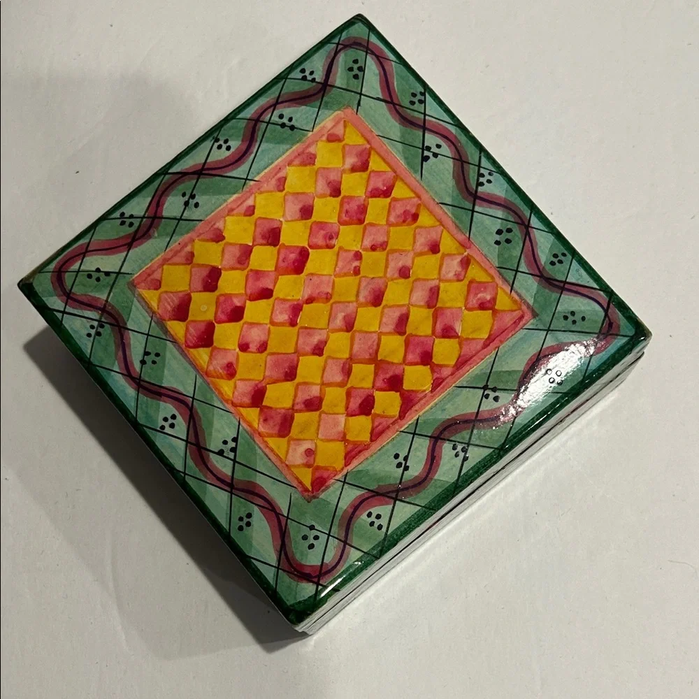 Painted Wood Coaster Set of 6 with Matching Box